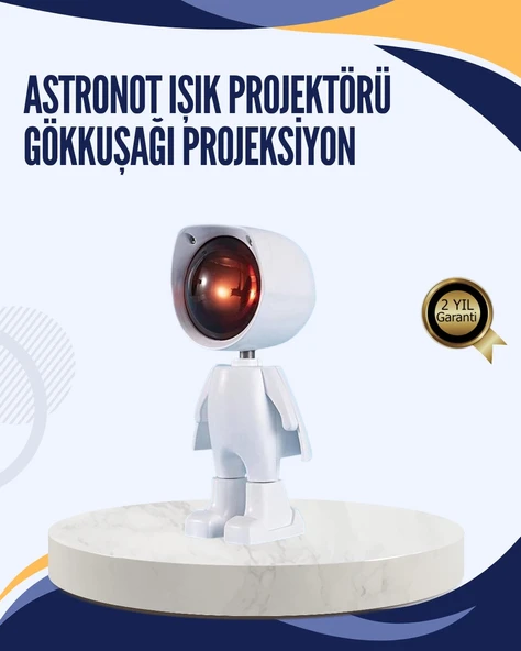 Gün Batımı Efekti Sunan Astronot LED Masa Lambası ürün görseli 1