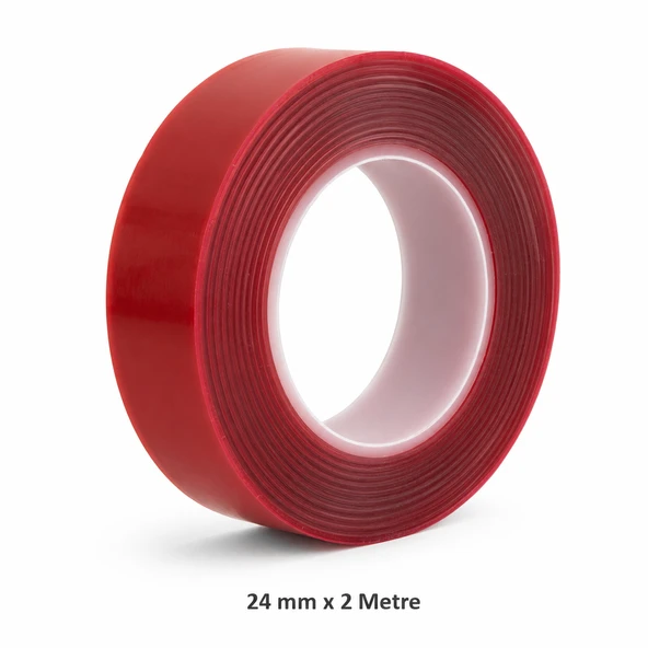 Şeffaf Çift Taraflı Akrilik Bant 24 mm x 2 Metre Güçlü Montaj Bandı ürün görseli 1