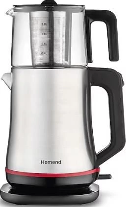 Homend Royaltea Elegant 1767H Çay Makinesi İnox Cam Demlik 1800W Sıcak Tutma Özellikli ürün görseli 1