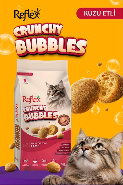 Reflex Crunchy Bubbles Kuzu Etli Yetişkin Kedi Maması 10 kg ürün görseli 1