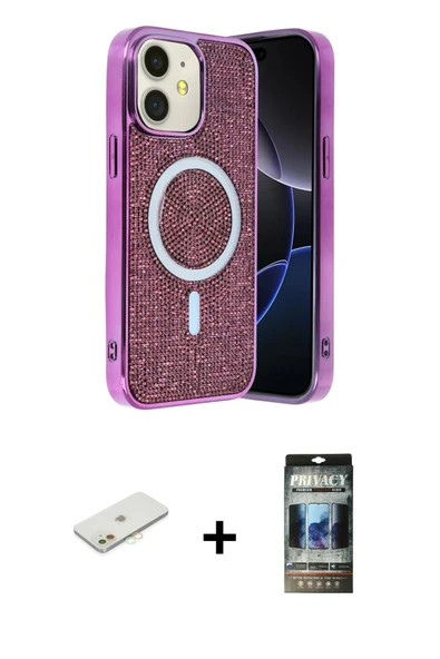 MARSİLYAN™- iPhone 11 Kılıf Eksen Çizgi - Siyah 34D Hayalet Izgaralı Cam + Renkli Kamera Lens Koruma Cam - TU ürün görseli 1
