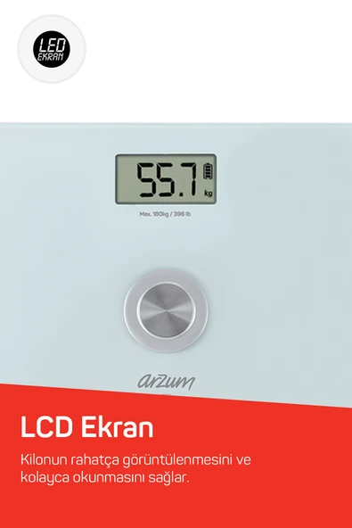 Arzum Stayfit Touch AR5126-0200 Cam Dijital Baskül 2