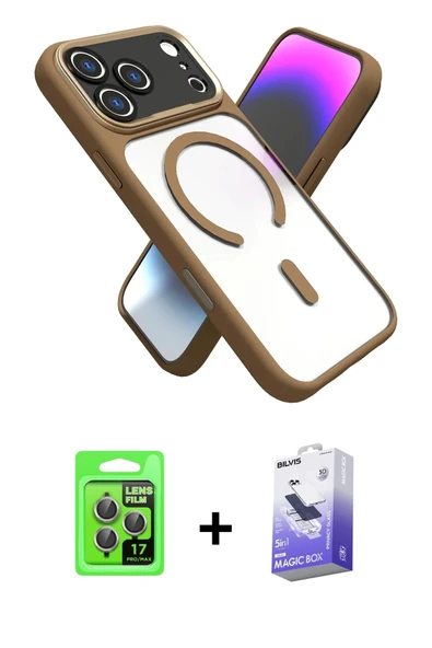 MARSİLYAN™- iPhone 17 Pro Kılıf Nova Yansıma Serisi - Siyah Bilvis 5in1 5D Magic Hayalet Cam Ekran Koruyucu + Raze Metal ürün görseli 1