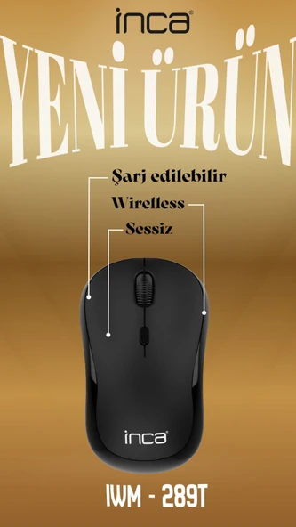 INCA IWM-289T Kablosuz siyah Ergonomic Design Sarjli Mouse ürün görseli 1