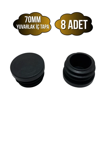 Yuvarlak Demir Profil İç Tapa Geçme Plastik Ayak Geçme Koruma Plastiği(70MM)(SİYAH) Siyah 70mm SİYAH - 8 ADET ürün görseli 1