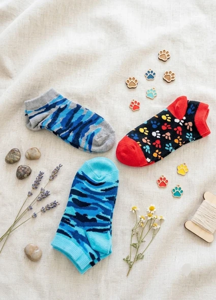 Erkek Çocuk Karışık Renkli 3 Lü Paket Patik Çorap ürün görseli 1