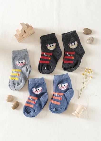 Erkek Çocuk Karışık Renkli 5 Li Paket Bilek Çorap ürün görseli 1