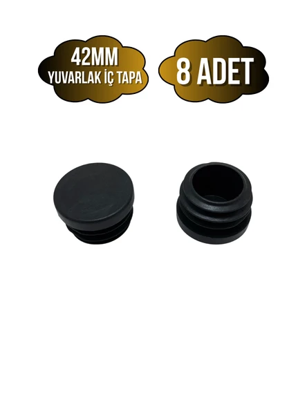 Yuvarlak Demir Profil İç Tapa Geçme Plastik Ayak Geçme Koruma Plastiği(42MM)(SİYAH) Siyah 42mm SİYAH - 8 ADET ürün görseli 1