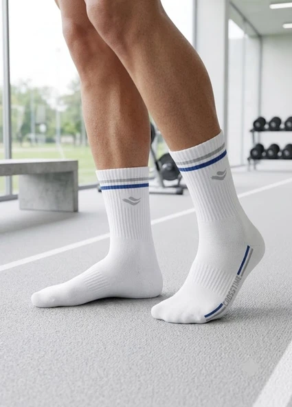 Erkek Beyaz 5 Li Paket Soket Spor Çorap ürün görseli 1