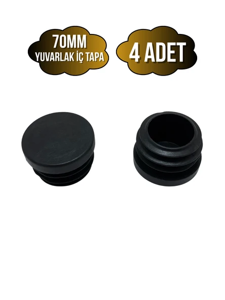 Yuvarlak Demir Profil İç Tapa Geçme Plastik Ayak Geçme Koruma Plastiği(70MM)(SİYAH) Siyah 70mm SİYAH - 4 ADET ürün görseli 1
