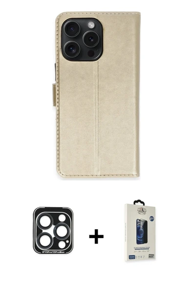MARSİLYAN™- iPhone 15 Pro Max Kılıf Siluet Işık Serisi - Siyah Bilvis Hayalet Cam Ekran Koruyucu + PVD Metal Kamera Lens ürün görseli 1