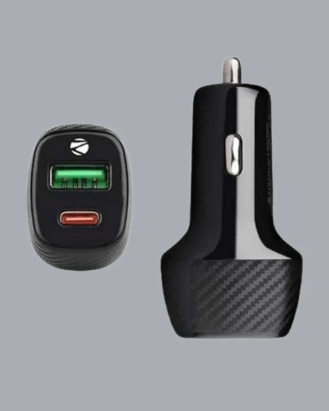 Kompakt Tasarımlı Type-C + USB Girişli Araç Şarj Başlığı - Resim 4