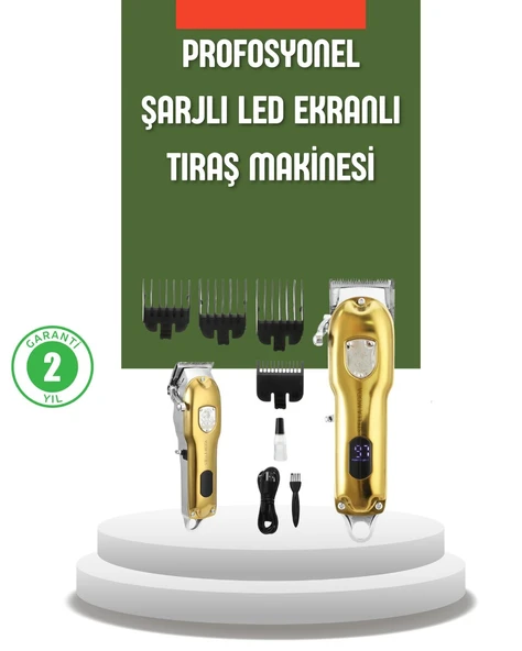 Güçlü Motorlu LCD Ekranlı Şarjlı Tıraş ve Şekillendirme Makinesi ürün görseli 1