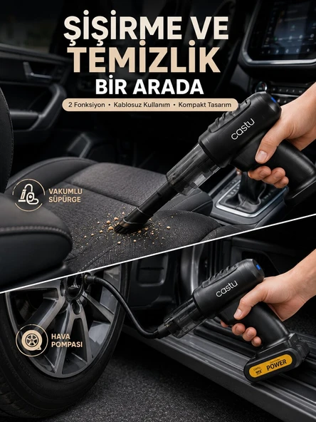 Kablosuz Hava Pompası ve Vakumlu El Süpürgesi ürün görseli 1