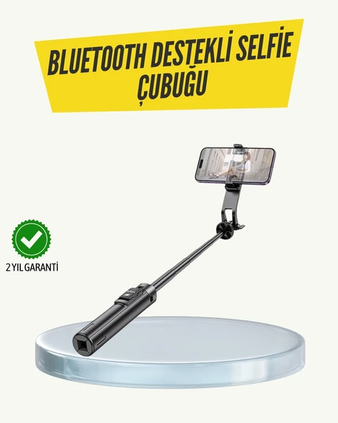 Bluetooth Selfie Çubuğu –  Katlanabilir, Uzaktan Kumandalı ürün görseli 1