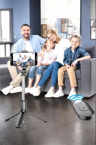 Kumandalı Tripod Telefon Tutucu Selfie Çubuğu 360 Derece Dönebilen ürün görseli 1