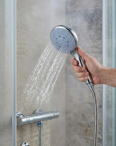 Spiral Hortumlu 4 Kademeli El Duşu Seti Duvar Askılı Banyo Duş Başlığı ürün görseli 1