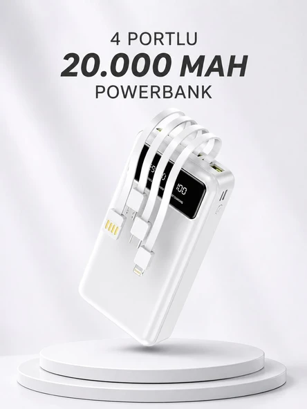 Powerbank Şarj Cihazı 4 Çıkışlı 20.000 MAH Powerbank Kompakt Yüksek Kapasiteli Hızlı Şarj ürün görseli 1