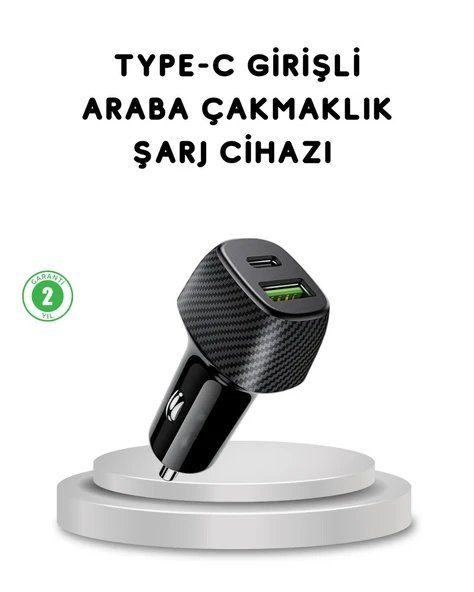 38W Araç Şarj Cihazı Type-C PD USB Hızlı Şarj Çift Port ürün görseli 1