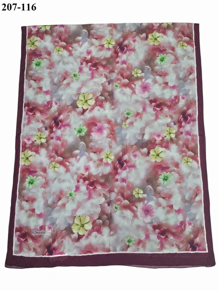 MoonScarf Bambu Kraş Pamuk Şal (Şarabi) 207-116 - Resim 2