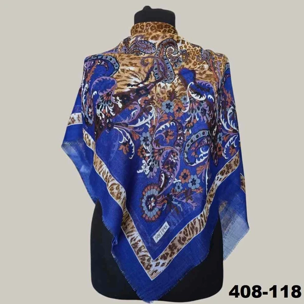 Soft İpek Etnik Desenli Flamlı Kotton Eşarp 408-118 ürün görseli 1