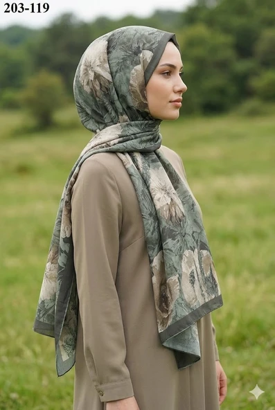MoonScarf Bambu Kraş Pamuk Şal (Haki) 203-119 ürün görseli 1