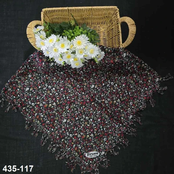 Firuze Desenli Sökme Boncuklu Eşarp 435-117 ürün görseli 1