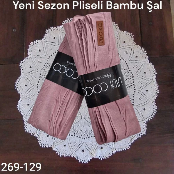 Lady Coco Pliseli Bambu Şal 269-129 (koyu gül) ürün görseli 1