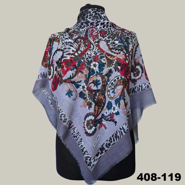 Soft İpek Etnik Desenli Flamlı Kotton Eşarp 408-119 ürün görseli 1