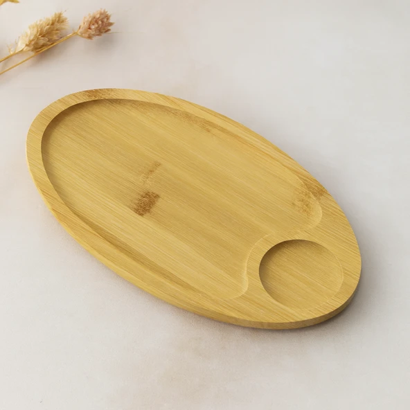 Bambu Oval 2 Bölmeli Mini Servis Tepsisi 25X14X1.4 Cm ürün görseli 1