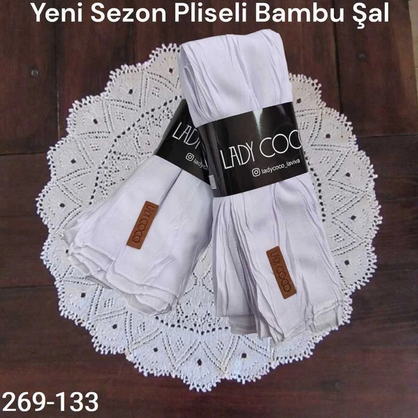 Lady Coco Pliseli Bambu Şal 269-133 (beyaz) ürün görseli 1