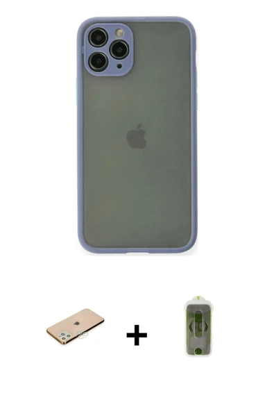 MARSİLYAN™- iPhone 11 Pro Kılıf Ahenk Çizgi Serisi - Siyah Joko Magic 5D Hayalet Cam + Renkli Kamera Lens Koruma Cam - Y ürün görseli 1