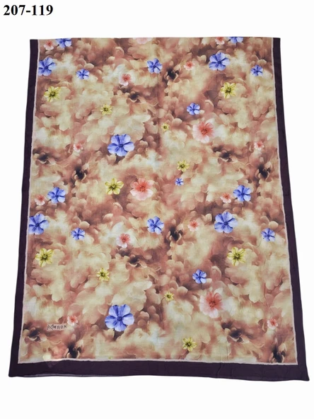 MoonScarf Bambu Kraş Pamuk Şal (Kahve) 207-119 - Resim 2