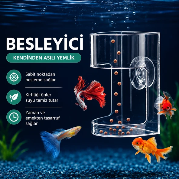 Akvaryum Yemleme Halkası Vantuzlu Akrilik Balık Yemliği Yem Dağılmasını Önleyen Yem Besleme Aparatı ürün görseli 1