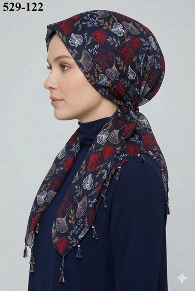 Dolce Life Desenli Sökme Boncuklu Eşarp 529-122 ürün görseli 1