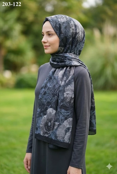 MoonScarf Bambu Kraş Pamuk Şal (Siyah) 203-122 ürün görseli 1