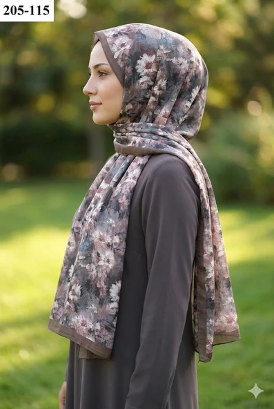 BelindaScarf Bambu Kraş Pamuk Şal (Kahve) 205-115 ürün görseli 1