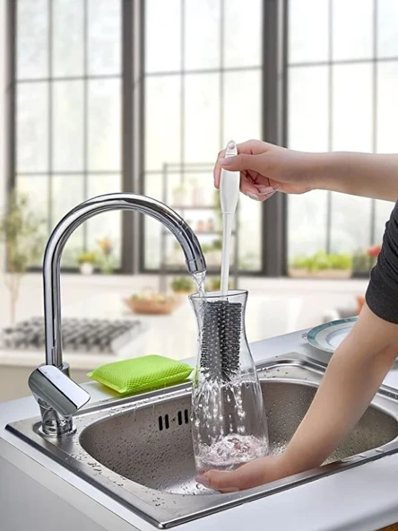 Mucit Home Silikon Fırçalı Biberon Şişe Bardak Kavanoz Yıkama Fırçası ürün görseli 1