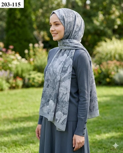 MoonScarf Bambu Kraş Pamuk Şal (Mavi) 203-115 ürün görseli 1