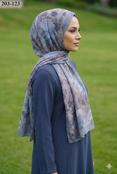 MoonScarf Bambu Kraş Pamuk Şal (Mavi) 203-123 ürün görseli 1