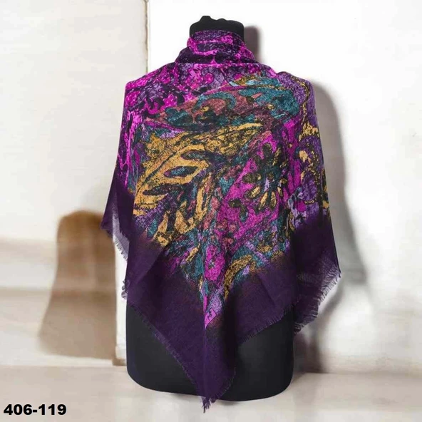 Soft İpek Desenli Flamlı Kotton Eşarp 406-119 ürün görseli 1