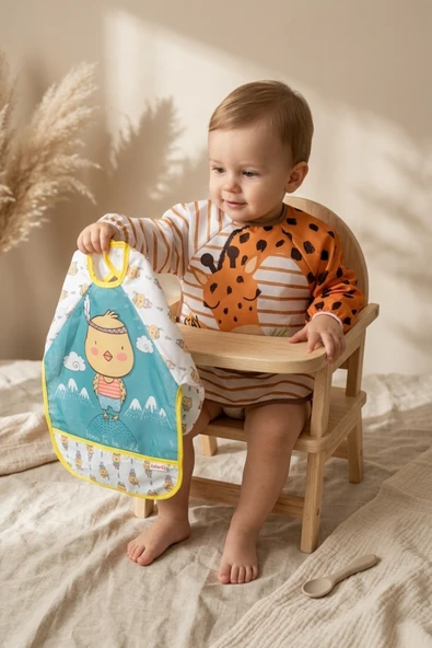 Lüks Sıvı Geçirmez Uzun Kollu Bebek Blw Önlüğü 6-24 Ay - 2'li Set Hayvan Figürlü Mama Önlüğü - Leke Tutmaz Ve Yıkanabilir Etkinlik Önlüğü ürün görseli 1