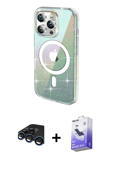 MARSİLYAN™- iPhone 15 Pro Max Kılıf Odak Modern Serisi - Siyah Bilvis 5in1 5D Magic Hayalet Cam Ekran Koruyucu + Raze Me ürün görseli 1