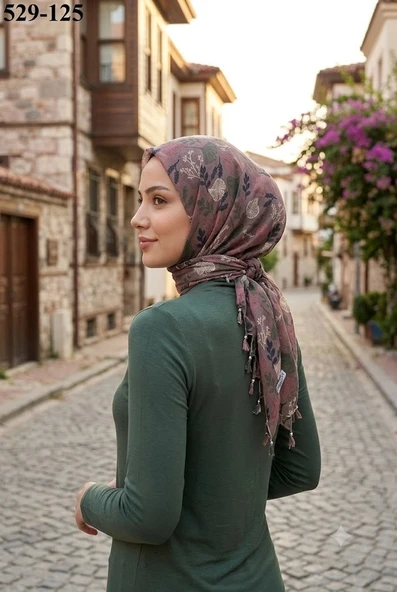 Dolce Life Desenli Sökme Boncuklu Eşarp 529-125 ürün görseli 1