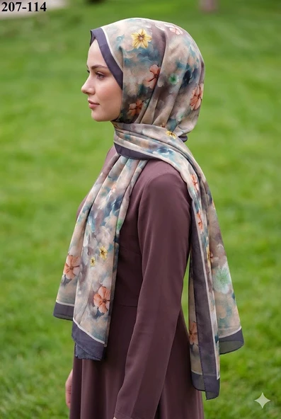 MoonScarf Bambu Kraş Pamuk Şal (Kahve) 207-114 ürün görseli 1