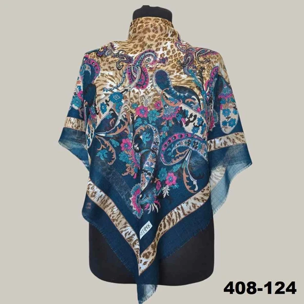 Soft İpek Etnik Desenli Flamlı Kotton Eşarp 408-124 ürün görseli 1