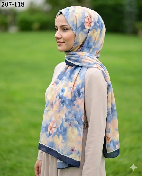 MoonScarf Bambu Kraş Pamuk Şal (Lacivert) 207-118 ürün görseli 1