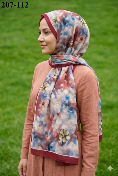 MoonScarf Bambu Kraş Pamuk Şal (Kırmızı) 207-112 ürün görseli 1