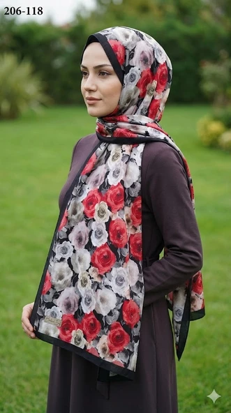 BelindaScarf Bambu Kraş Pamuk Şal (Siyah) 206-118 ürün görseli 1