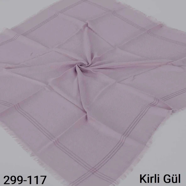 Soft İpek Sim Şeritli Balık Sırtı Pamuk Eşarp (kirli gül) 299-117 ürün görseli 1